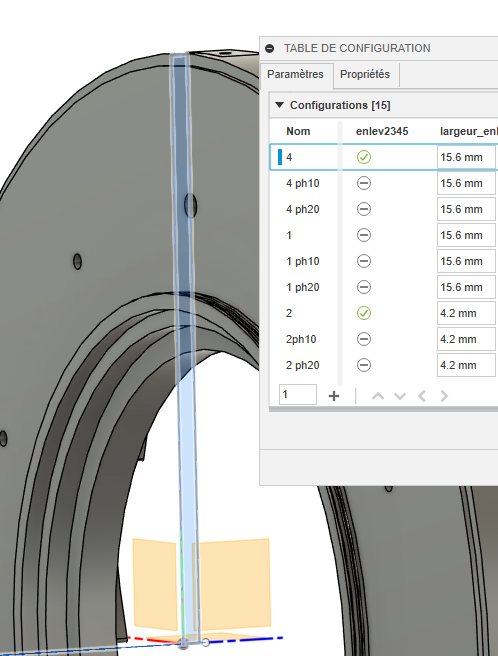 Table de configurations Fusion 360