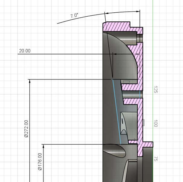 Coupe cotée du diffuseur