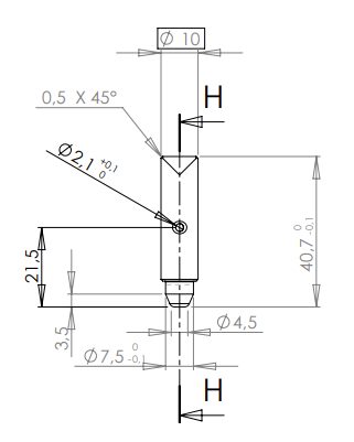 Extrait du dessin de définition, perçage latéral