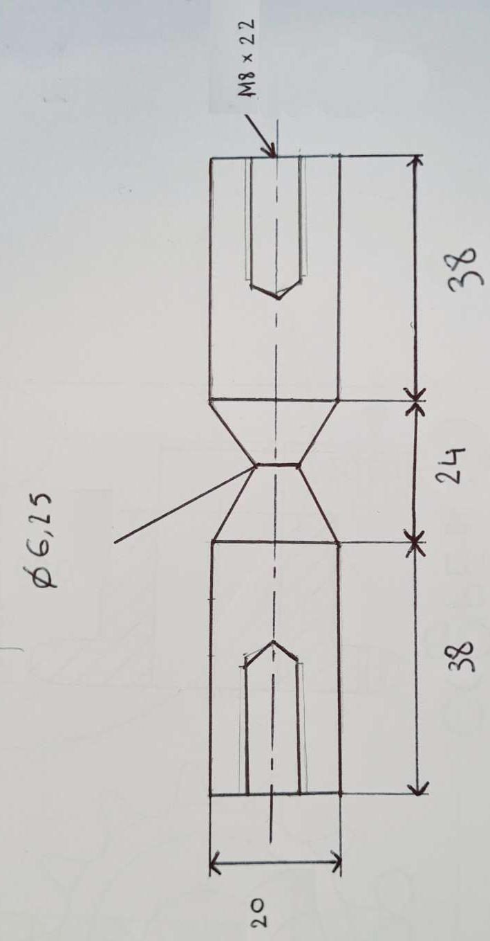 Croquis coté de l'éprouvette